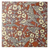 Crème Bloemen Bruin Achtergrond Print Tegeltje (Voorkant)