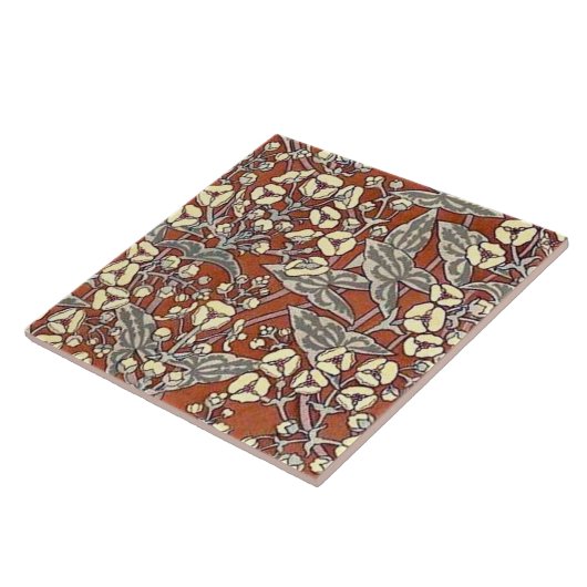 Crème Bloemen Bruin Achtergrond Print Tegeltje (Zijkant)