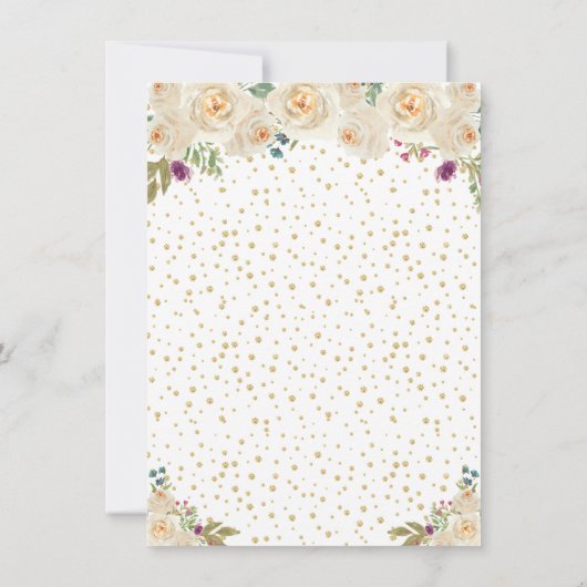 Crème Bloemen Brunette Haar Prinses Verjaardagsfee Bedankkaart (Achterkant)