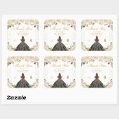 Crème Bloemen Brunette Haar Prinses Verjaardagsfee Vierkante Sticker (Vel)