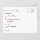 Crème Bloemen Damast Wedding RSVP Uitnodiging Briefkaart (Achterkant)