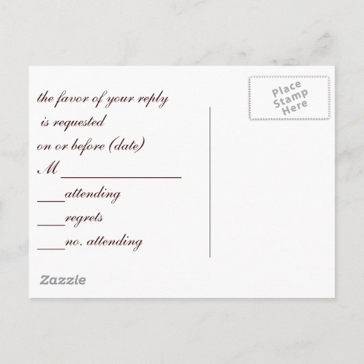 Crème Bloemen Damast Wedding RSVP Uitnodiging Briefkaart (Achterkant)