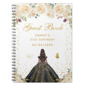 Crème Bloemen Donkere Huid Prinses Gastenboek Notitieboek (Voorkant)