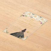 Crème Bloemen Donkere Huid Prinses Verjaardagsfees Acryl Uitnodigingen (Laagn)