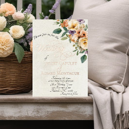 Crème Bloemen- en Kransmonogram - Crème Folie Uitnodiging