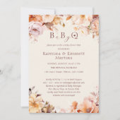Crème  Bloemen Herfst Baby-Q BBQ Baby shower Kaart (Voorkant)