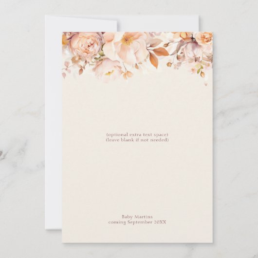 Crème  Bloemen Herfst Baby-Q BBQ Baby shower Kaart (Achterkant)