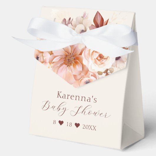 Crème Bloemen Herfst Baby shower Bedankdoosjes (Voorkant)