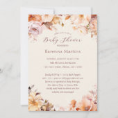 Crème  Bloemen Herfst Baby shower Kaart (Voorkant)