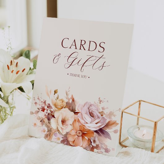 Crème Bloemen Herfst Baby shower Kaarten & Cadeaus Reclamebord Met Voetstuk
