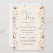 Crème  Bloemen Herfst Het is een Boy Baby shower Kaart (Voorkant)