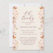 Crème  Bloemen Herfst Oh Baby shower Kaart (Voorkant)