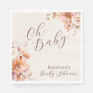 Crème Bloemen Herfst Oh Baby shower Servet