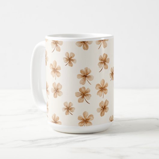 Crème Bloemen Koffiemok (Voorkant links)