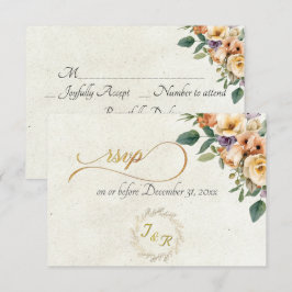 Crème Bloemen & Krans - Crème RSVP Kaartje