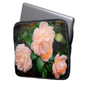 Crème bloemen laptop sleeve (Voorkant Links)