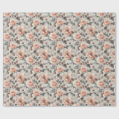 Crème bloemen met grijze bladeren cadeaupapier (Vlak)