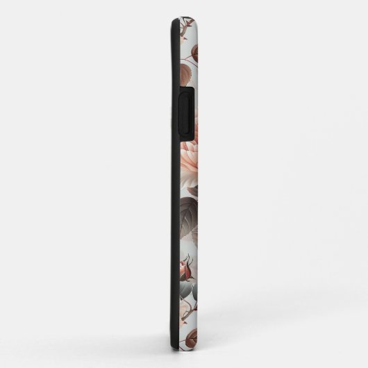 Crème bloemen met grijze bladeren op een lichtgrij Case-Mate iPhone case (Achterkant/rechts)