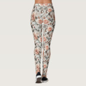 Crème bloemen met grijze bladeren op een lichtgrij leggings (Achterkant)