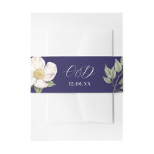 Crème Bloemen Navy Bruiloft Bestek Band