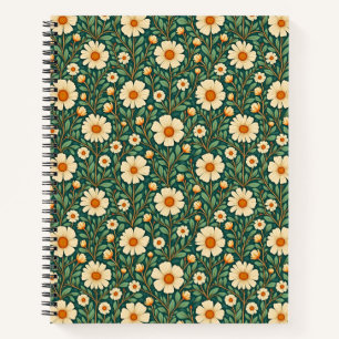 Crème Bloemen op Groen Notitieboek