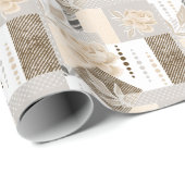 Crème bloemen op wit cadeaupapier (Rol Hoek)