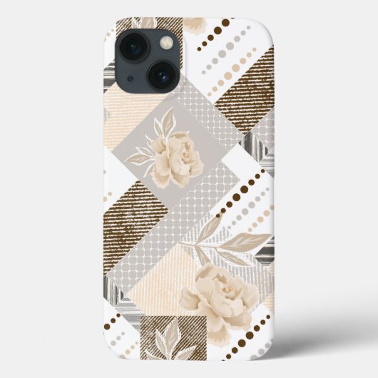 Crème bloemen op wit Case-Mate iPhone case (Achterkant)