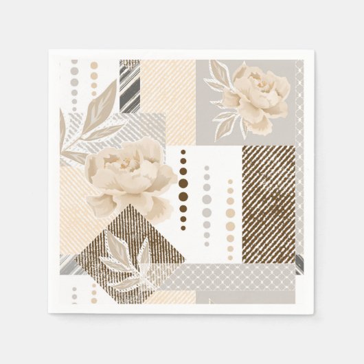 Crème bloemen op wit servet (Voorkant)