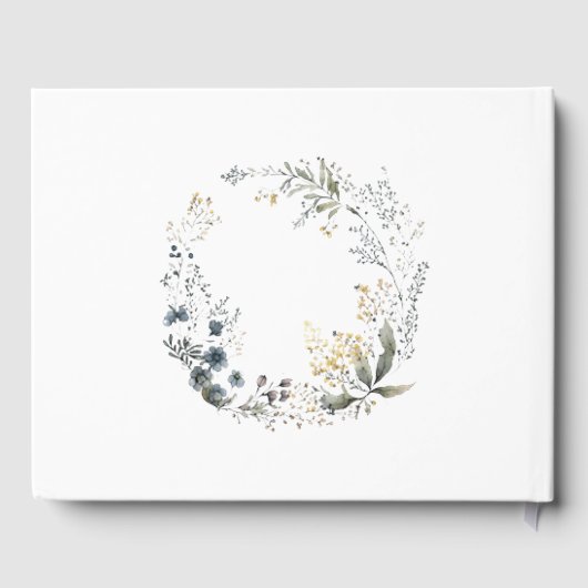 Crème Bloemen Pastel met Bruiloft Bells Bruiloft Gastenboek (Achterkant)