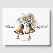 Crème Bloemen Pastel met Bruiloft Bells Bruiloft Gastenboek (Voorkant)