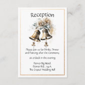 Crème Bloemen Pastel met Bruiloft Bells Bruiloft Informatiekaartje (Voorkant)