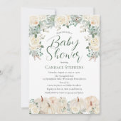 Crème Bloemen | Pompoenen Herfst | Herfst Baby sho Kaart (Voorkant)