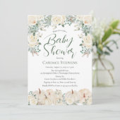 Crème Bloemen | Pompoenen Herfst | Herfst Baby sho Kaart (Staand voorkant)