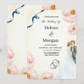 Crème Bloemen Rustieke Bruiloft Kaart (Voorkant / Achterkant)