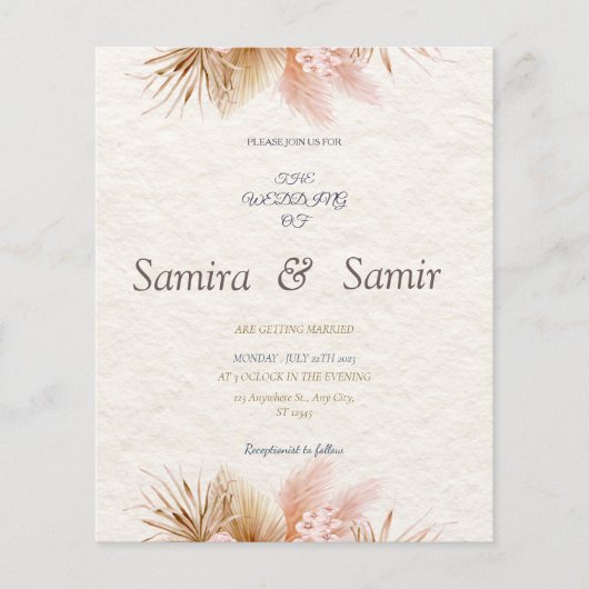 Crème Bloemen Rustieke bruiloft uitnodigingen Flyer (Voorkant)