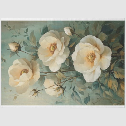 Crème Bloemen Tissuepapier (Voorkant)