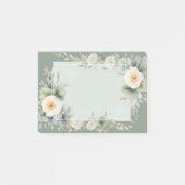 Crème Bloemen Wit Lijst Sage Groene Achtergrond Post-it® Notes (Voorkant)