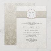 Crème Bloemendamask Huwelijksjubileum Uitnodiging (Voorkant / Achterkant)