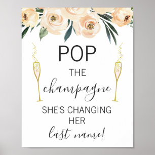 Crème Bloemengazen Bruiloftssalon Bord Poster