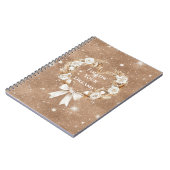 Crème Bloemhartkrans Bruine Glitters Notitieboek (Linkerzijde)