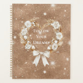 Crème Bloemhartkrans Bruine Glitters Planner (Voorkant)