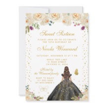 Crème Bloemige Bruine Haar Prinses Sweet Sixteen