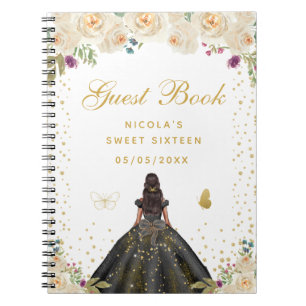 Crème Bloemige Donkere Huid Prinses Sweet Sixteen Notitieboek