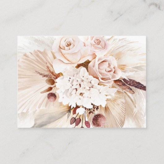 Crème Bloemige Pampas Gras Salie Trouwwebsite Informatiekaartje (Achterkant)