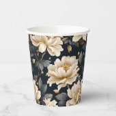 Crème Bloemige Pioen Moderne Elegantie Papieren Bekers (Links)