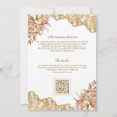 Crème Bloemrijke Gouden Kant QR Code Moslim Bruilo Kaart (Achterkant)