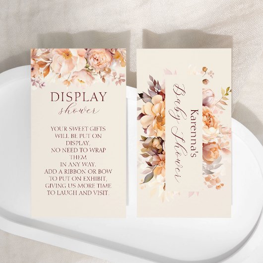 Crème Bloemrijke Herfst Baby Shower Uitstalling Sh Informatiekaartje