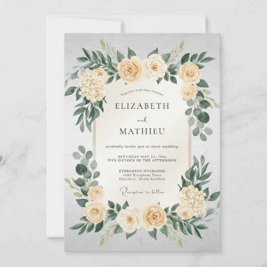 Crème Bloesem Bloeiende Bruiloft Kaart (Voorkant)