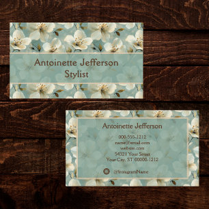 Crème Bloesemendesign op Saliebloem Stylist Instag Visitekaartje