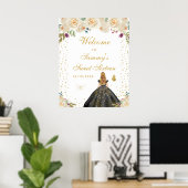 Crème blond haar meisje lief zestien welkom poster (Thuiskantoor)